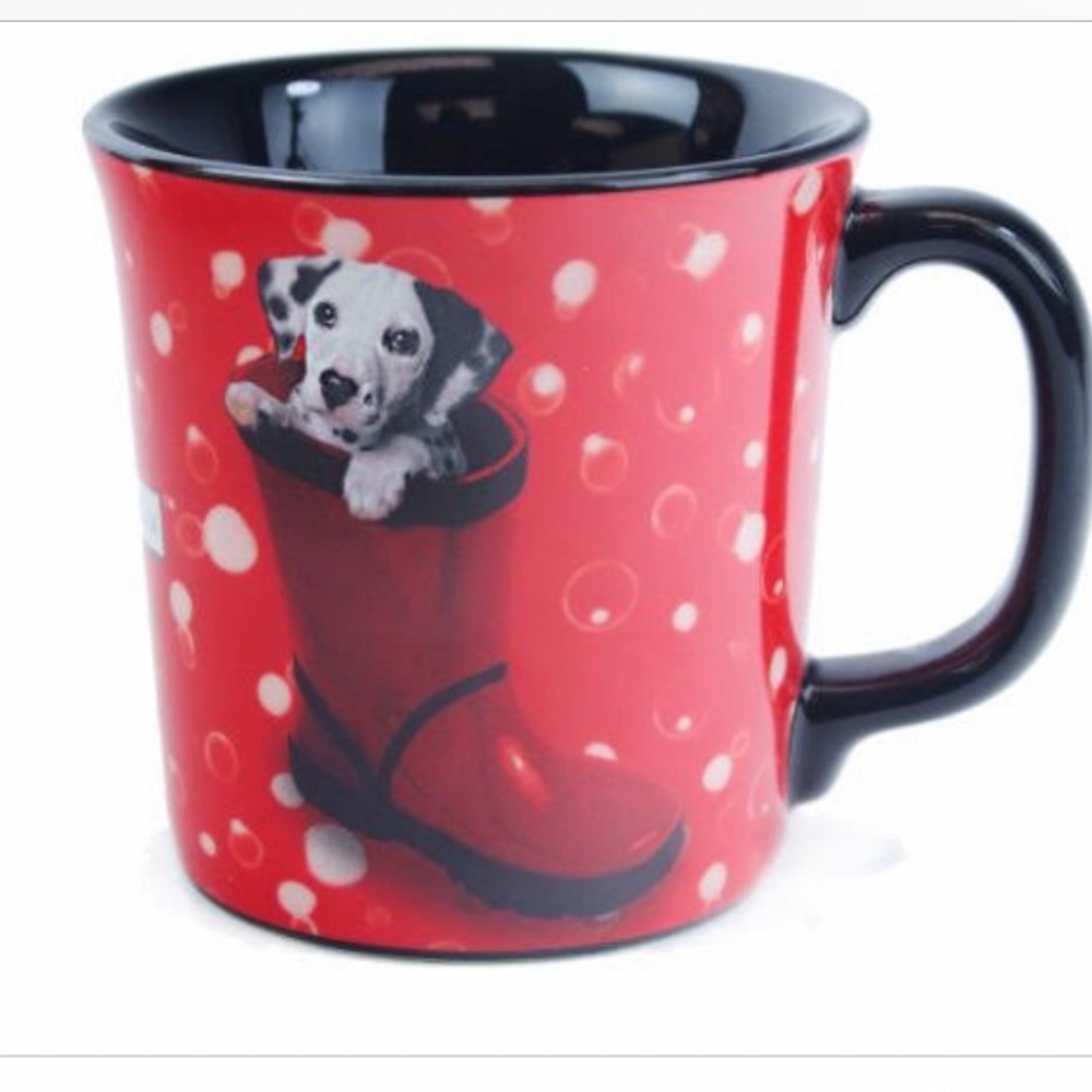 Keith Kimberlin Dalmatian Dog Rainboot Relief Hot Cocoa Coffee Mug